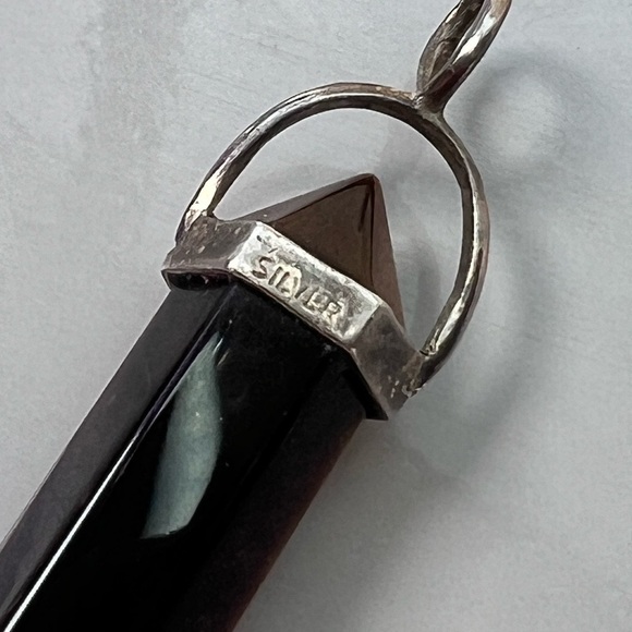 Tigers Eye Crystal Chakra Sterling Silver Pendant Cats Eye Bohemian Neutral - Picture 5 of 6